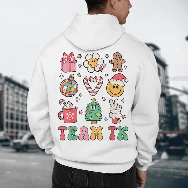 Team TK Teacher Christmas Groovy Smile Face Girl Boy Kid TK Men's Hoodie Back Print, novelty gifts, funny gifts Team TK Teacher Christmas Groovy Smile Face Girl Boy Kid TK Men's Hoodie Back Print, novelty gifts, funny gifts