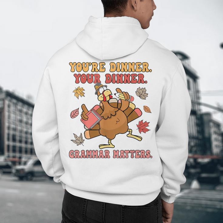 Thanksgiving Grammar Thankful English Teacher Fall Turkey Men's Hoodie Back Print, novelty gifts, funny gifts Thanksgiving Grammar Thankful English Teacher Fall Turkey Men's Hoodie Back Print, novelty gifts, funny gifts