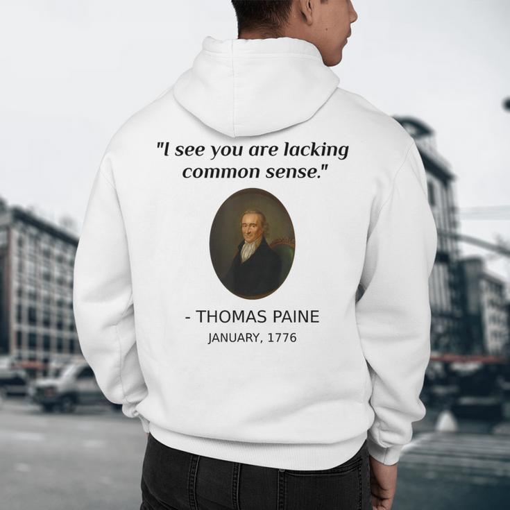 Thomas Paine Common Sense USA History Teacher Student Men's Hoodie Back Print, novelty gifts, funny gifts