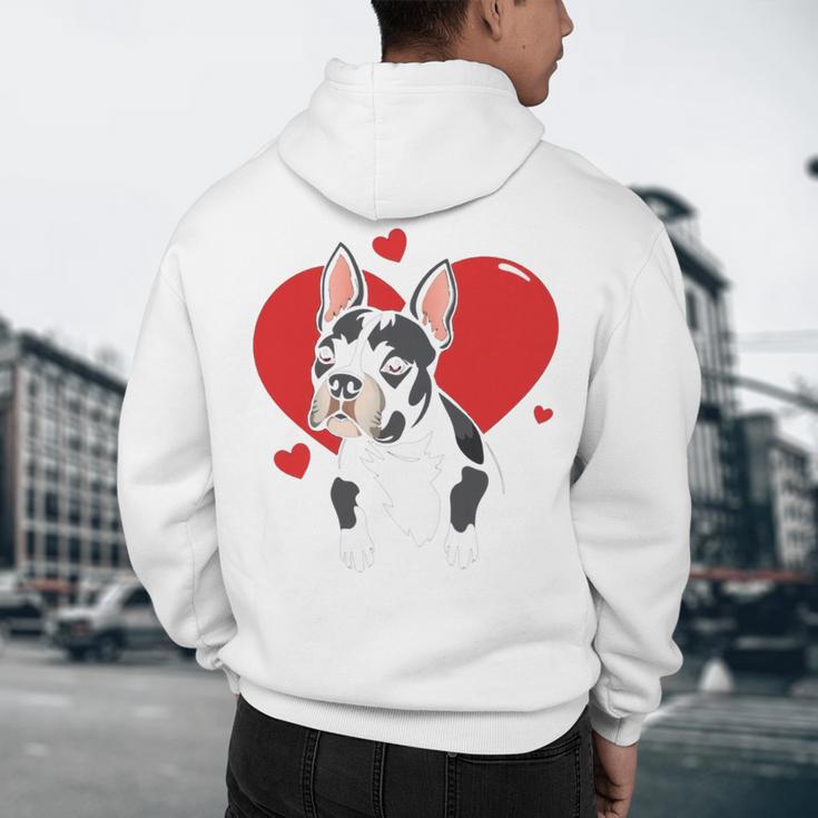Valentine's Day Boston Terrier Heart Men's Hoodie Back Print, novelty gifts, funny gifts