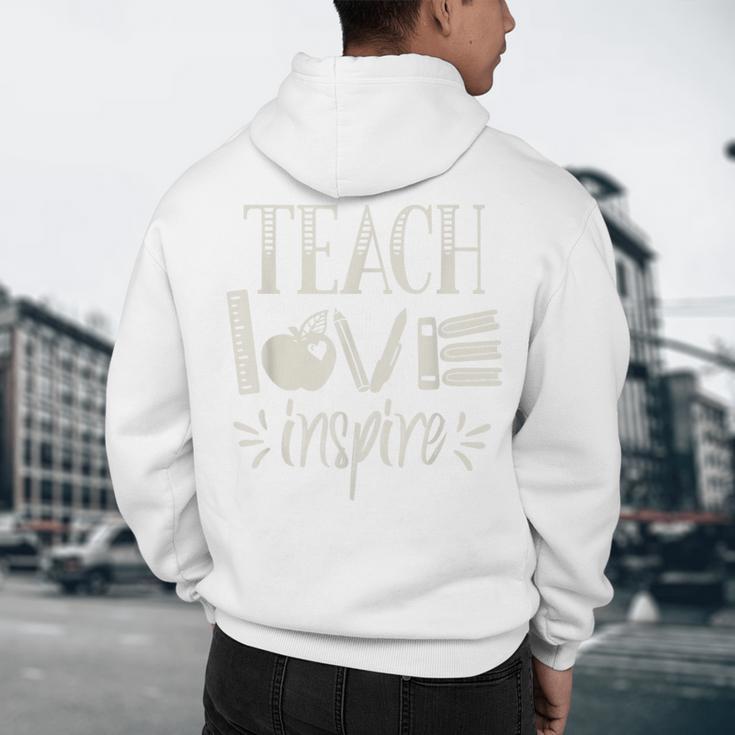 Vintage Teach Love Inspire Red For Ed Teacher Supporter Men Women Girls Kids Men's Hoodie Back Print, novelty gifts, funny gifts