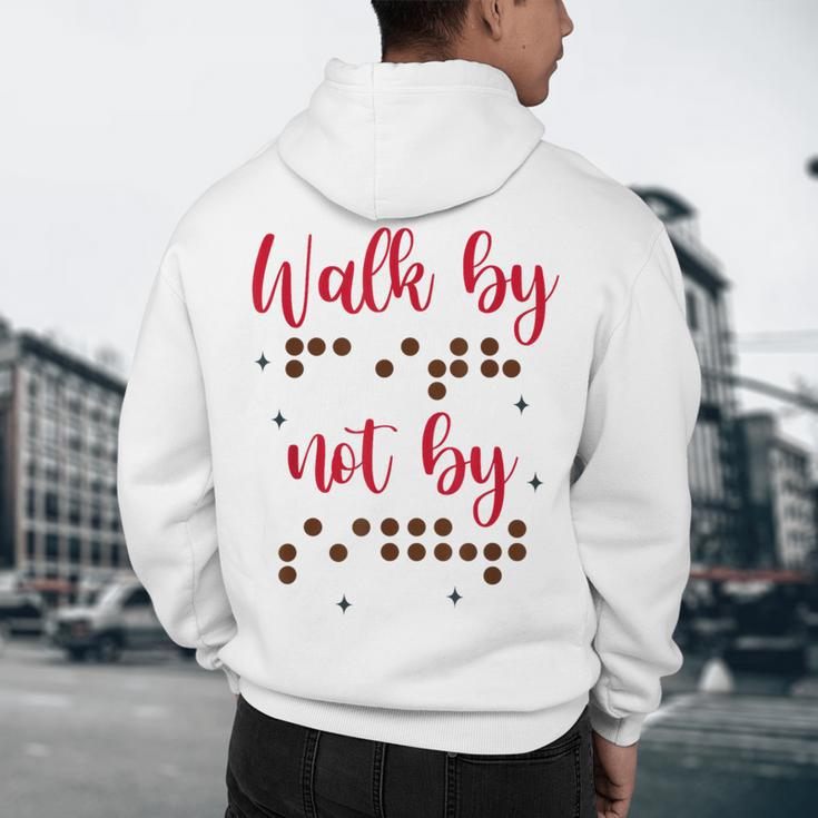 Visually Impaired Teacher Braille Bible Verse Walk By Faith Men's Hoodie Back Print, novelty gifts, funny gifts
