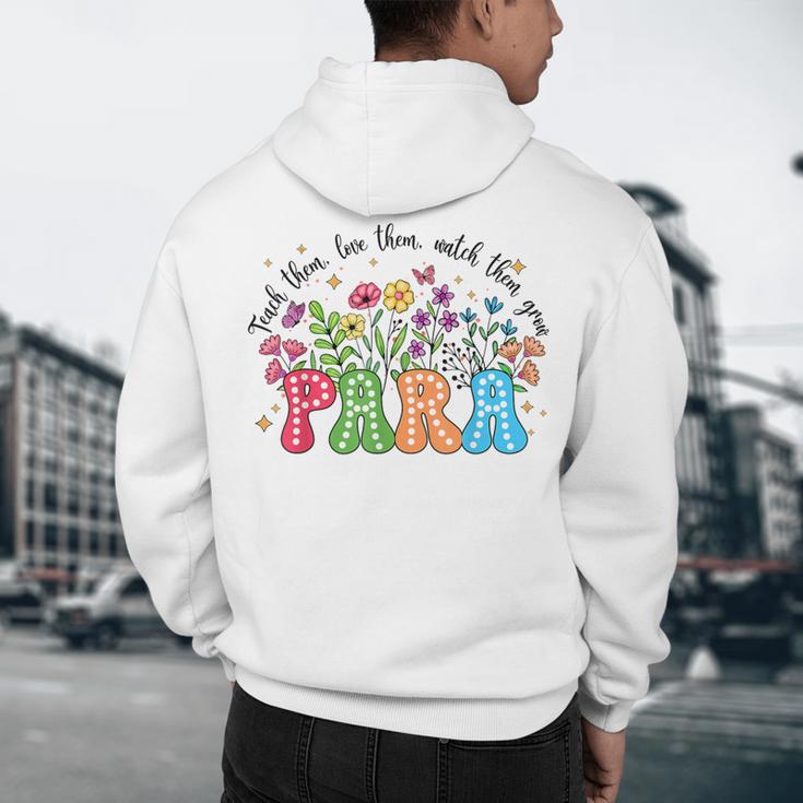 Wildflower Para Floral Paraprofessional Paraeducator Teacher Men's Hoodie Back Print, novelty gifts, funny gifts