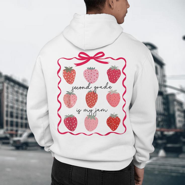Women Second Grade Is My Jam Strawberry First Kids Teacher Men's Hoodie Back Print, novelty gifts, funny gifts