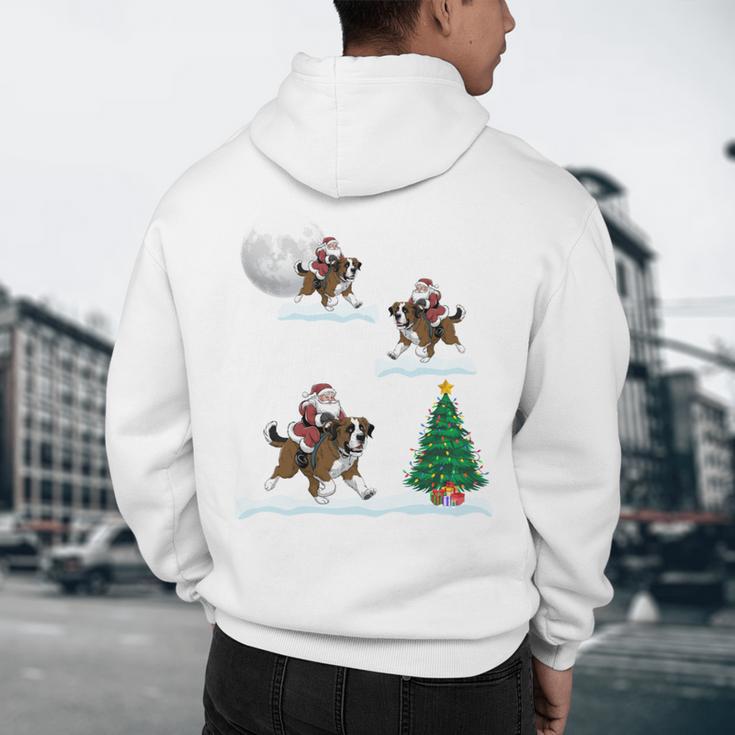 Xmas Lighting Tree Santa Riding Boston Terrier Christmas Men's Hoodie Back Print, novelty gifts, funny gifts