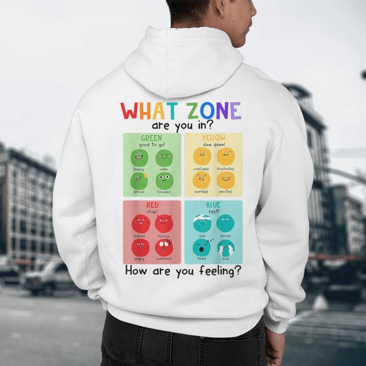 What Zone Are You In How Are You Feeling Teacher Men's Hoodie Back Print, novelty gifts, funny gifts