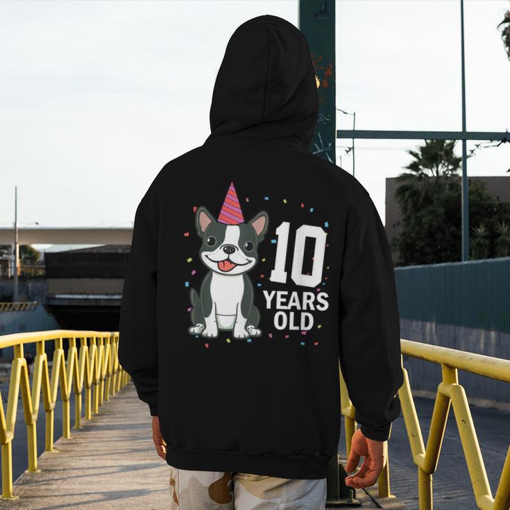 10 Years Old Birthday Boston Terrier Dog Lover 10th Party For Men Women Kids Men's Hoodie Back Print, funny design