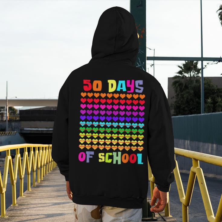 50 Days Of School Hearts Teacher Happy 50th Day Of School Men's Hoodie Back Print, funny design 50 Days Of School Hearts Teacher Happy 50th Day Of School Men's Hoodie Back Print, funny design