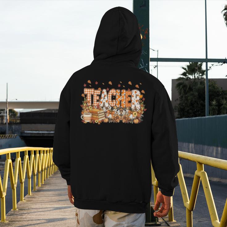 Autumn Pumpkin Thanksgiving Coffee Floral Teacher Fall Men's Hoodie Back Print, funny design Autumn Pumpkin Thanksgiving Coffee Floral Teacher Fall Men's Hoodie Back Print, funny design