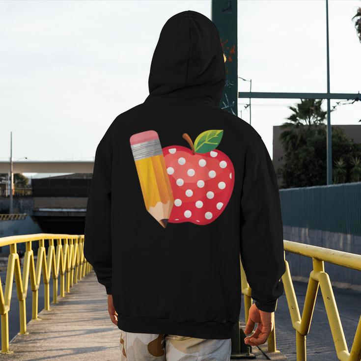 Back To School Pencil And Apple Teacher Student Men's Hoodie Back Print, funny design Back To School Pencil And Apple Teacher Student Men's Hoodie Back Print, funny design