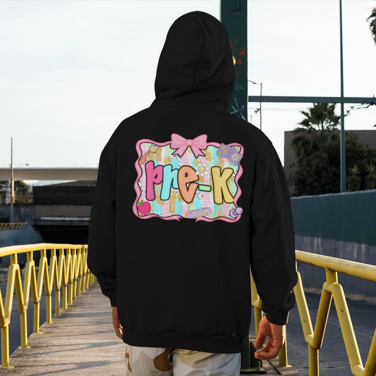 Back To School Pre-K Preppy Teacher Girl Men's Hoodie Back Print, funny design
