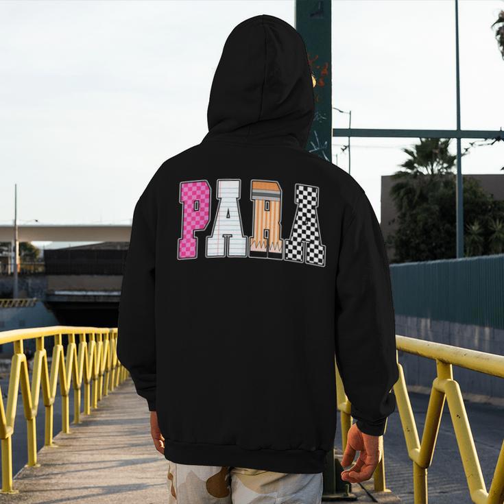 Back To School Teacher Para Preppy Checkered Para Life Men's Hoodie Back Print, funny design Back To School Teacher Para Preppy Checkered Para Life Men's Hoodie Back Print, funny design