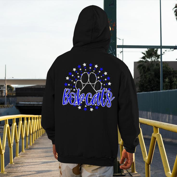 Blue Bobcats School Spirit Coquette Bow Mascot Teacher Men's Hoodie Back Print, funny design Blue Bobcats School Spirit Coquette Bow Mascot Teacher Men's Hoodie Back Print, funny design