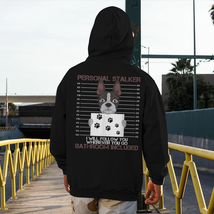 Boston Terrier American Gentleman Personal Stalker Dog Lover Men's Hoodie Back Print, American Boston Terrier Gifts, funny design