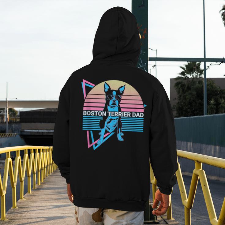 Boston Terrier Dad Retro Men's Hoodie Back Print, Couple Gifts, Boston Terrier Dad Gifts, funny design