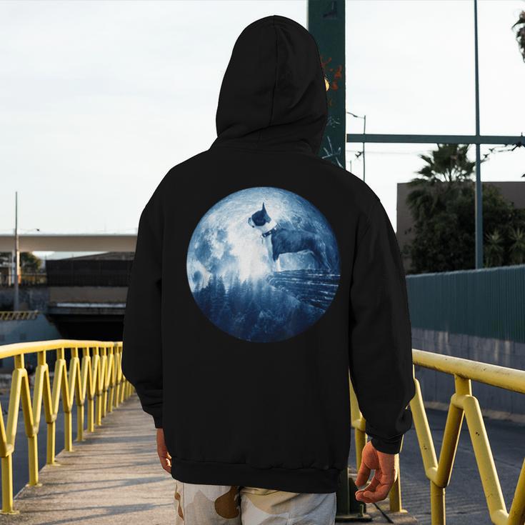 Boston Terrier Dog Moon Dog Mom Dad Women Men Dog Lovers Men's Hoodie Back Print, Couple Gifts, Mom Gifts, Boston Terrier Dad Gifts, Boston Terrier Mom Gifts, funny design