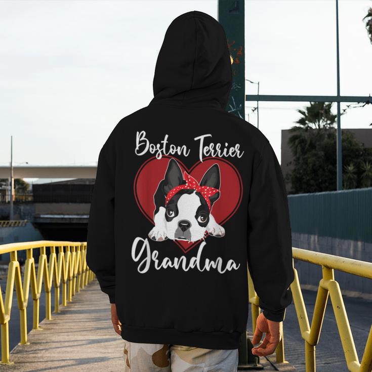 Boston Terrier Grandma Dog Owner Boston Terrier For Men Women Men's Hoodie Back Print, funny design