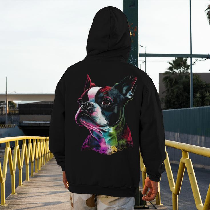 Boston Terrier Lovers Colorful Pop Art Boston Terrier Men's Hoodie Back Print, funny design