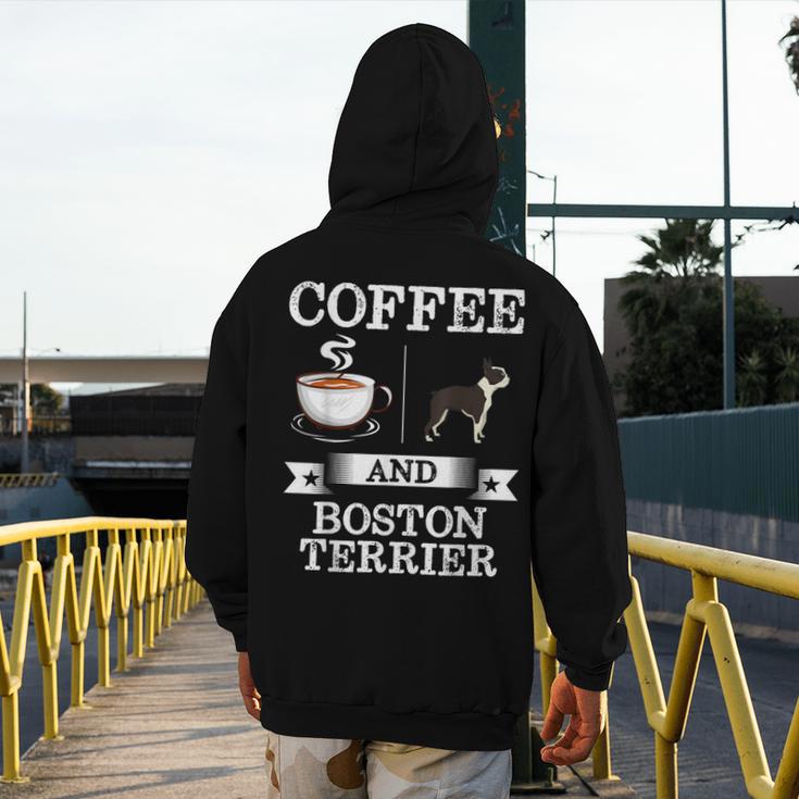 Boston Terrier Shirt Coffee And Boston Terrier Cute Dog For Men Women Girls Kids Men's Hoodie Back Print, funny design