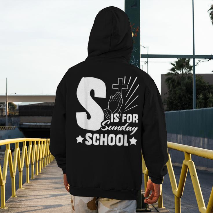 Christian Teacher S Is For Sunday School Essentials Men's Hoodie Back Print, funny design Christian Teacher S Is For Sunday School Essentials Men's Hoodie Back Print, funny design