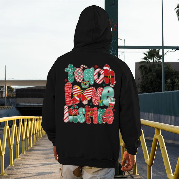 Christmas Coquette Bow Teacher Teach Love Inspire Men's Hoodie Back Print, funny design
