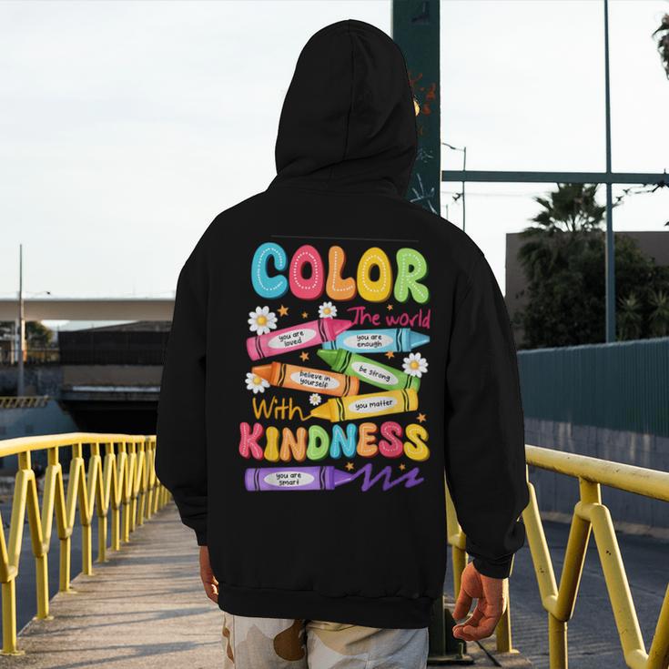 Color The World With Kindness Teachers Back To School Men's Hoodie Back Print, funny design Color The World With Kindness Teachers Back To School Men's Hoodie Back Print, funny design