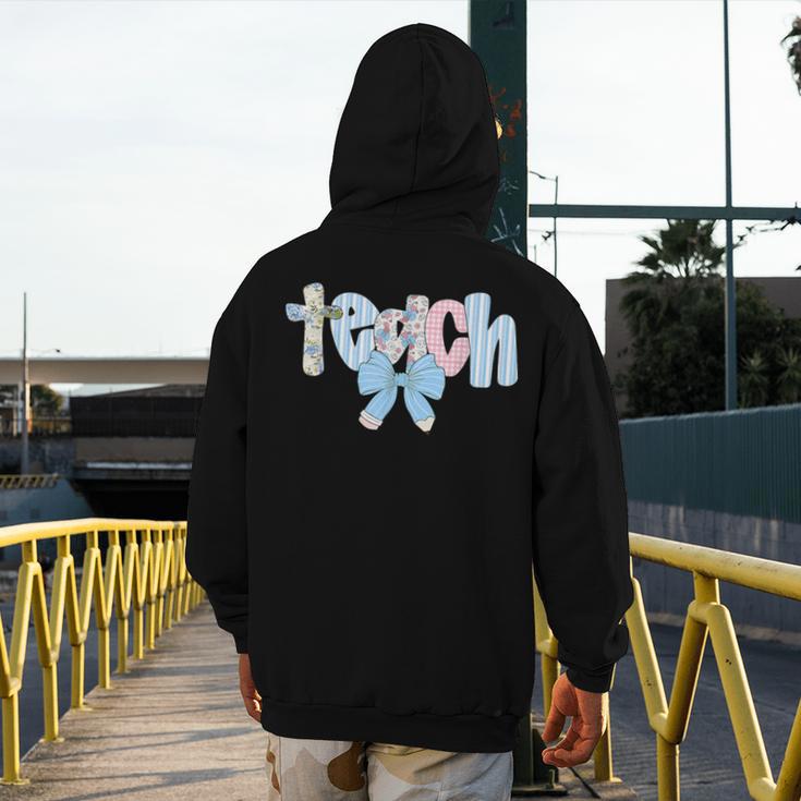 Coquette Bow Teach Teacher Happy First Day Back To School Men's Hoodie Back Print, funny design Coquette Bow Teach Teacher Happy First Day Back To School Men's Hoodie Back Print, funny design