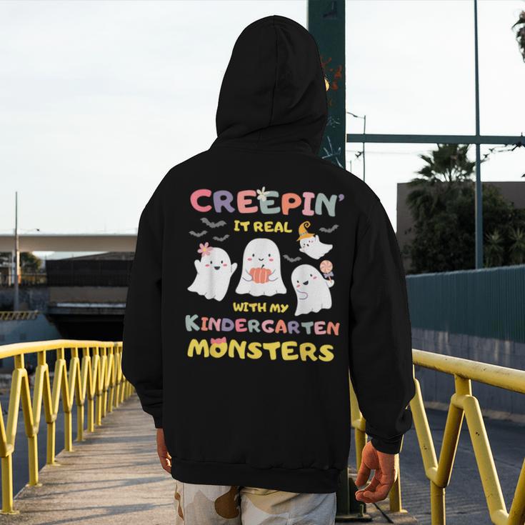 Creepin It Real With Kindergarten Monsters Halloween Teacher Men's Hoodie Back Print, funny design Creepin It Real With Kindergarten Monsters Halloween Teacher Men's Hoodie Back Print, funny design