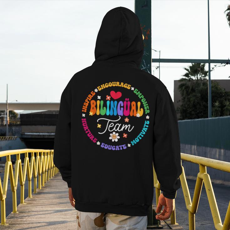 Cultivando Bilingues Dual Language Bilingual Team Teacher Men's Hoodie Back Print, funny design