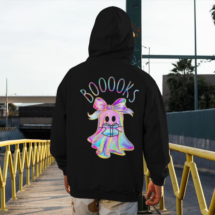 Cute Ghost Book Reading Halloween Teacher Top Girls Women Men's Hoodie Back Print, funny design
