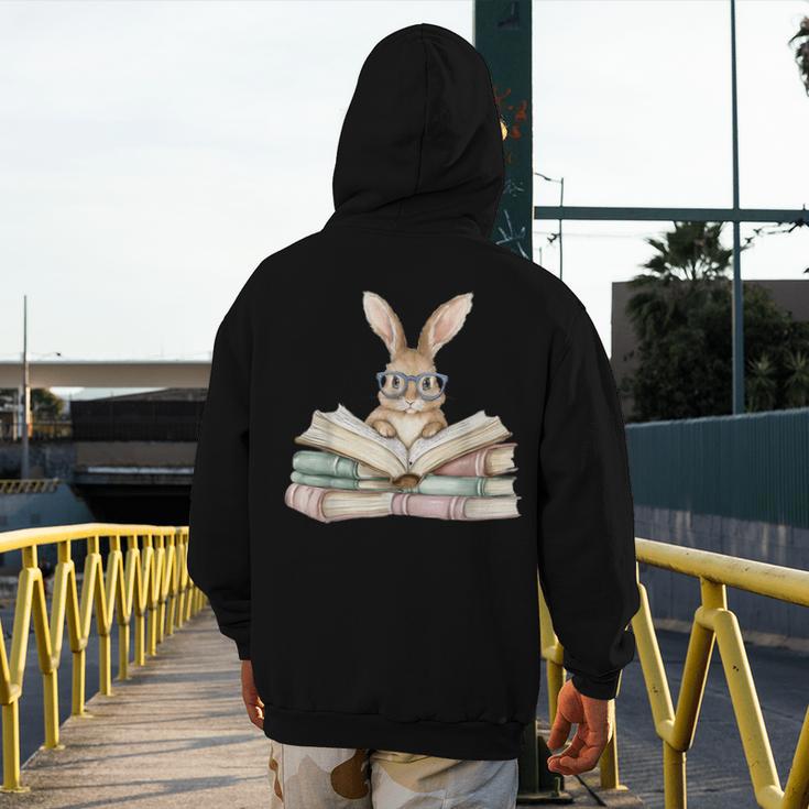 Cute Reading Bunny Glasses Books Bookworm Reader Teacher Men's Hoodie Back Print, funny design Cute Reading Bunny Glasses Books Bookworm Reader Teacher Men's Hoodie Back Print, funny design