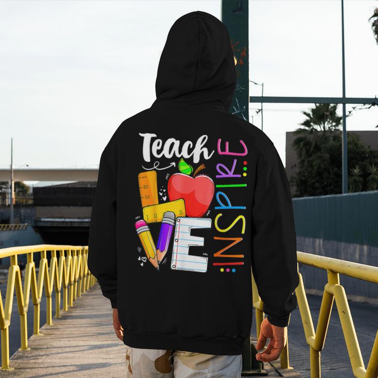 Cute Teach Love And Inspire Men Women Teacher Men's Hoodie Back Print, funny design Cute Teach Love And Inspire Men Women Teacher Men's Hoodie Back Print, funny design