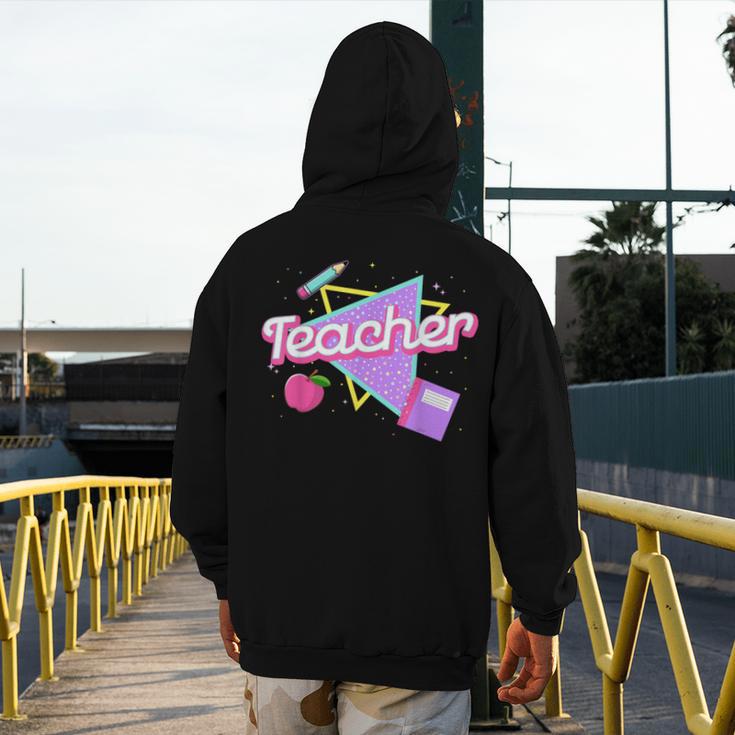 Cute Teacher Shirt 80's 90's Style Retro Old School Teacher For Men Women Men's Hoodie Back Print, funny design