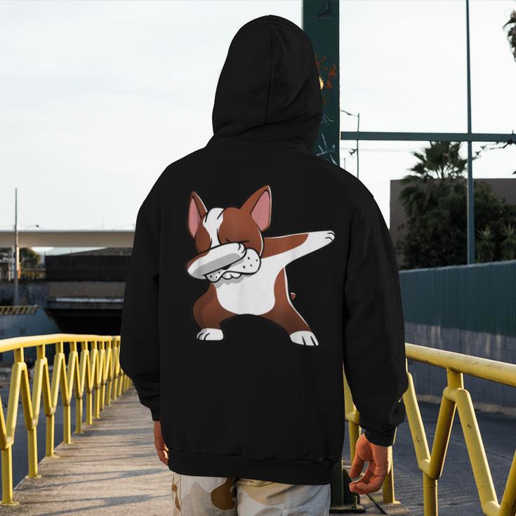 Dabbing Red Boston Terrier Dab Dance Dog Men Women Kids Men's Hoodie Back Print, funny design