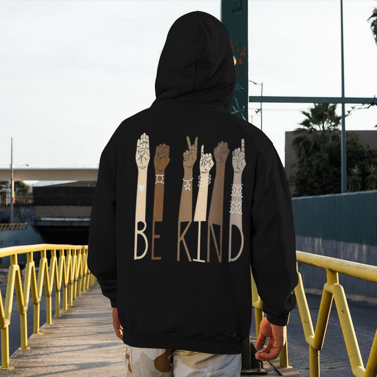 Deaf Be Kind Sign Language Hand Talking Teachers Interpreter Men's Hoodie Back Print, funny design Deaf Be Kind Sign Language Hand Talking Teachers Interpreter Men's Hoodie Back Print, funny design