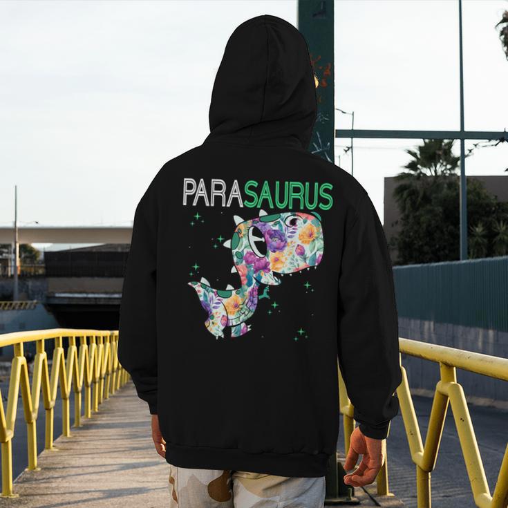 Dino Para Professional Teacher Collection T-Rex Dinosaur Paraeducator Assistant Teacher Men's Hoodie Back Print, funny design