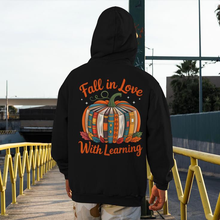 Fall In Love With Learning Book Lover Autumn Pumpkin Teacher Men's Hoodie Back Print, funny design Fall In Love With Learning Book Lover Autumn Pumpkin Teacher Men's Hoodie Back Print, funny design