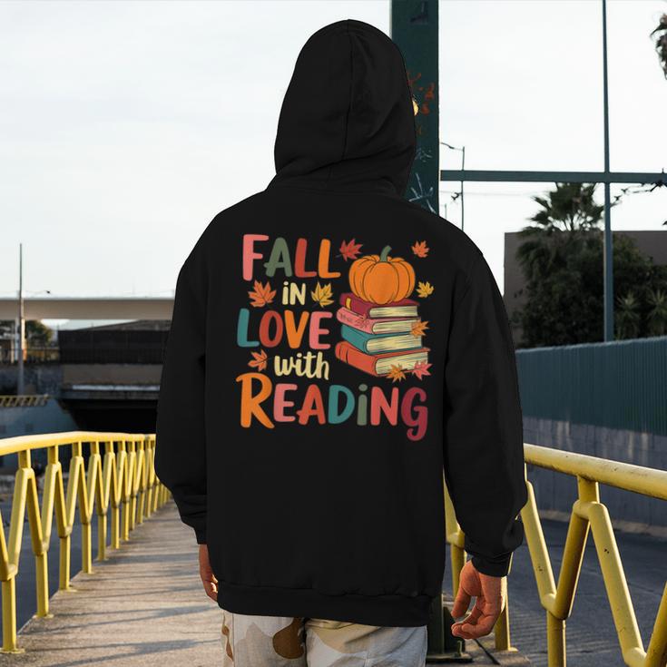 Fall In Love With Reading Autumn Thanksgiving Shirt Teacher Men's Hoodie Back Print, funny design