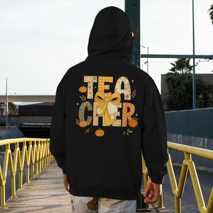 Fall Teacher Pumpkin Coquette Bow Autumn Classroom Men's Hoodie Back Print, funny design
