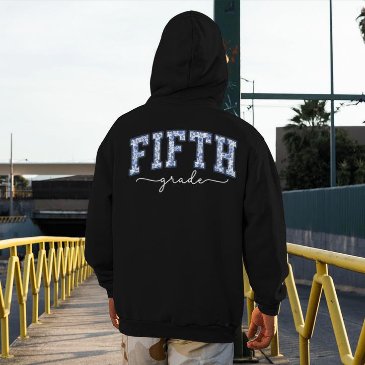 Fifth Grade Coquette Toile Blue Bow Floral Women Teacher Men's Hoodie Back Print, funny design Fifth Grade Coquette Toile Blue Bow Floral Women Teacher Men's Hoodie Back Print, funny design