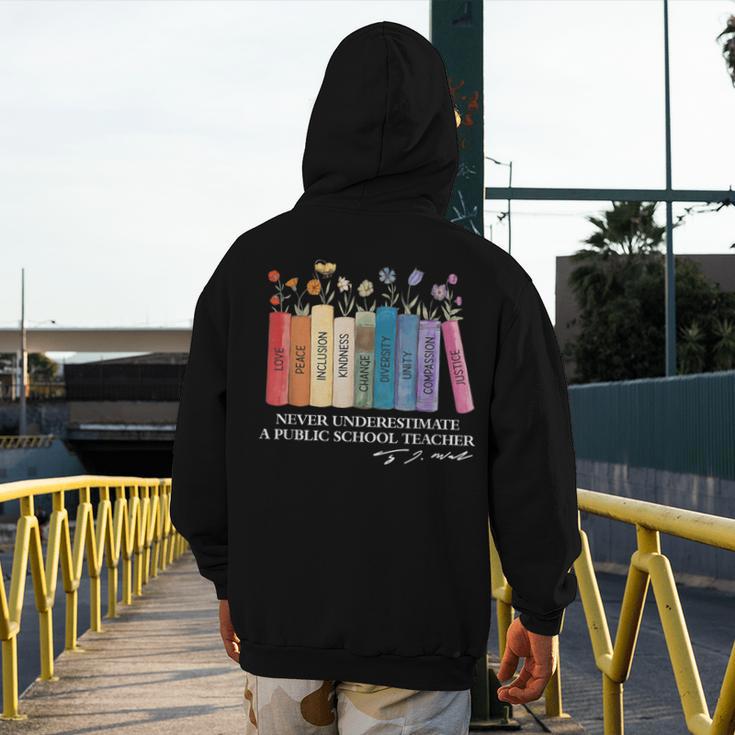 Floral Books Never Underestimate A Public School Teacher Men's Hoodie Back Print, funny design Floral Books Never Underestimate A Public School Teacher Men's Hoodie Back Print, funny design