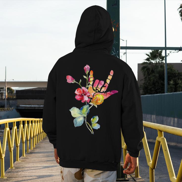 Flower American Sign Language ASL Teacher Teaching Deaf Men's Hoodie Back Print, funny design Flower American Sign Language ASL Teacher Teaching Deaf Men's Hoodie Back Print, funny design