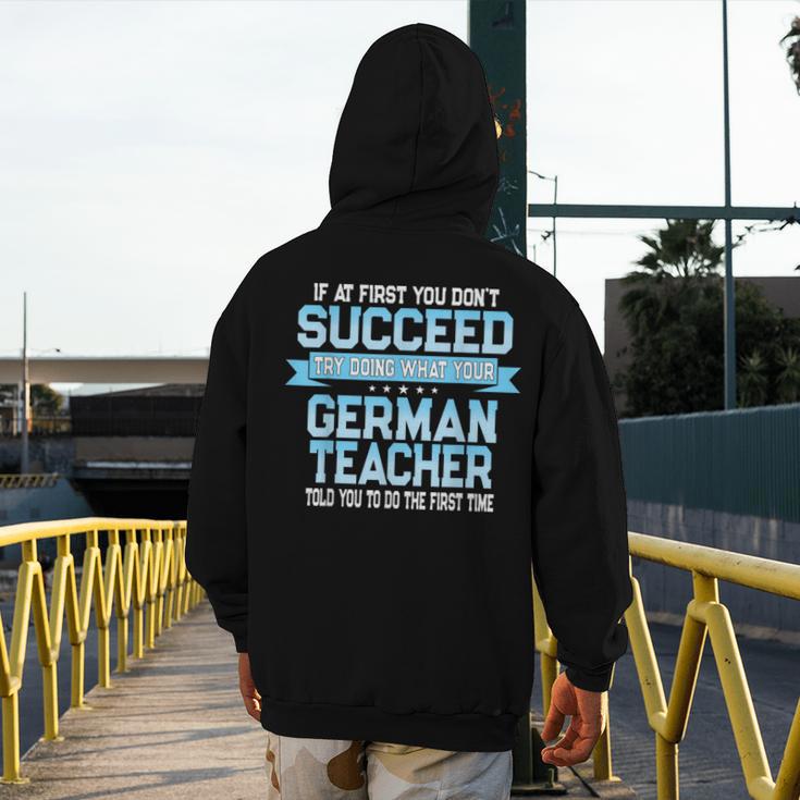 Fun German Teacher Appreciation Language Class Saying Men's Hoodie Back Print, German Teacher Gifts, funny design
