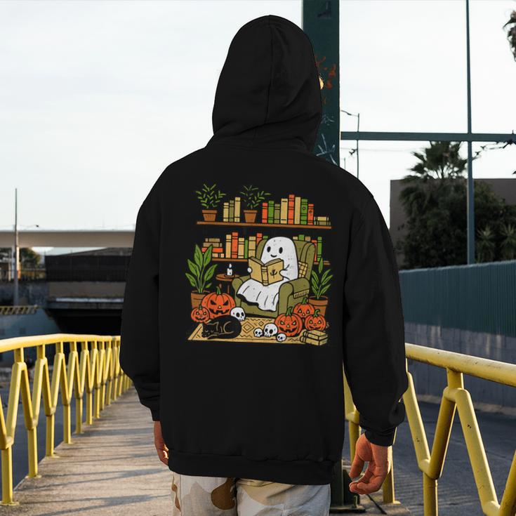 Ghost Library Reading Books Halloween Librarian Teacher Men's Hoodie Back Print, funny design