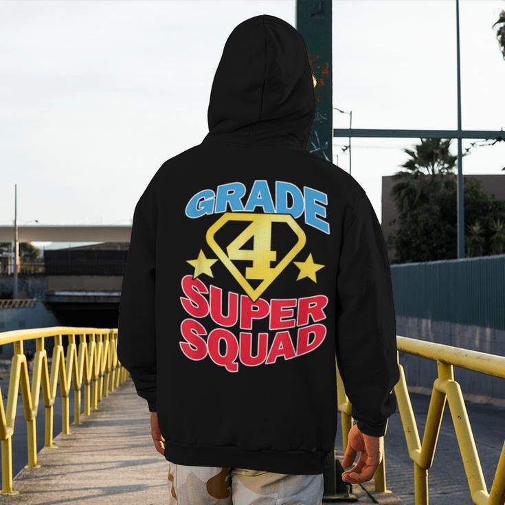 Grade 4 Super Squad Superhero Teacher Team Men's Hoodie Back Print, Super Teacher Gifts, funny design