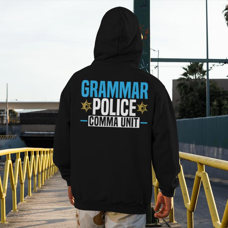 Grammar Police Comma Unit English Teacher Grammar Teacher For Men Women Men's Hoodie Back Print, English Teacher Gifts, funny design