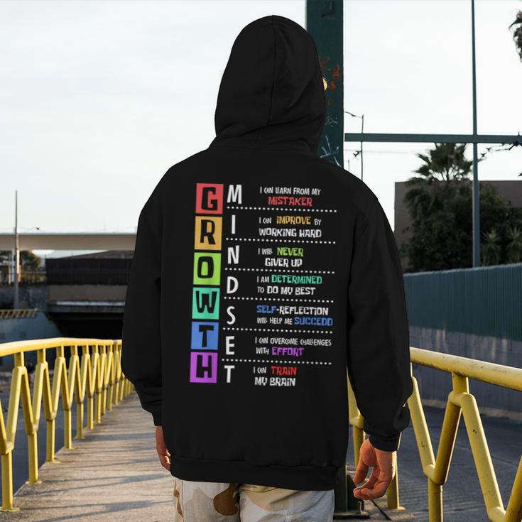 Growth Mindset Positive Motivational Classroom Teacher Learn Men's Hoodie Back Print, funny design