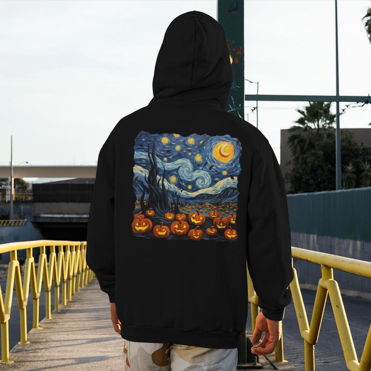 Halloween Pumpkin Starry Night Van Gogh Art Teacher Men's Hoodie Back Print, funny design Halloween Pumpkin Starry Night Van Gogh Art Teacher Men's Hoodie Back Print, funny design
