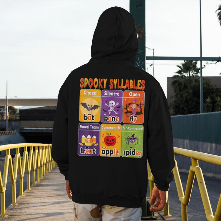 Halloween Spooky Syllable Types Teacher Educational Men's Hoodie Back Print, funny design