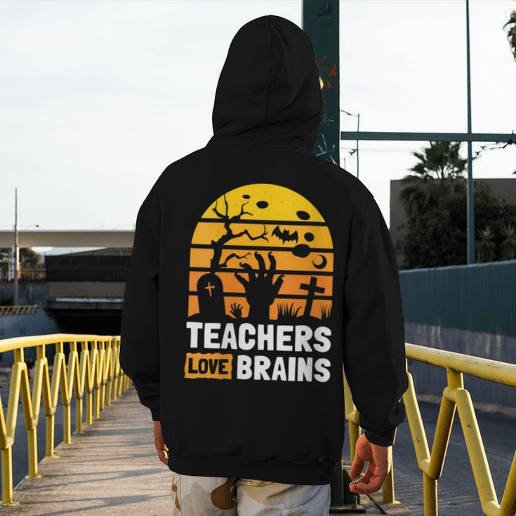 Halloween Teachers Science Math Teachers Love Brains Men's Hoodie Back Print, Science Teacher Gifts, funny design